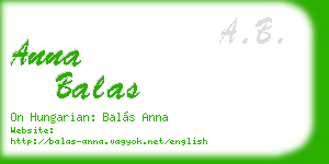 anna balas business card