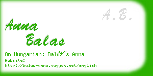 anna balas business card